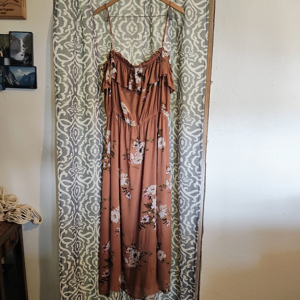 Pretty Womens 3X Floral Spaghetti Strap Dress
